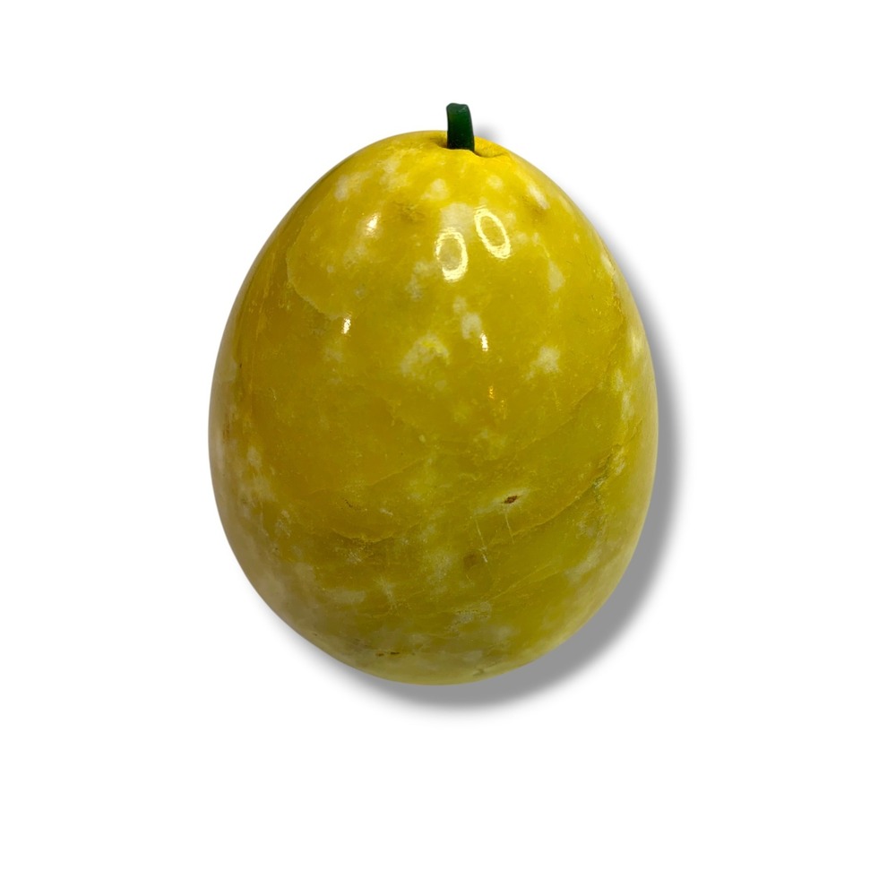 Yellow Marble Decorative Pear Fruit Alabaster 3.2" x 2.5" Vintage